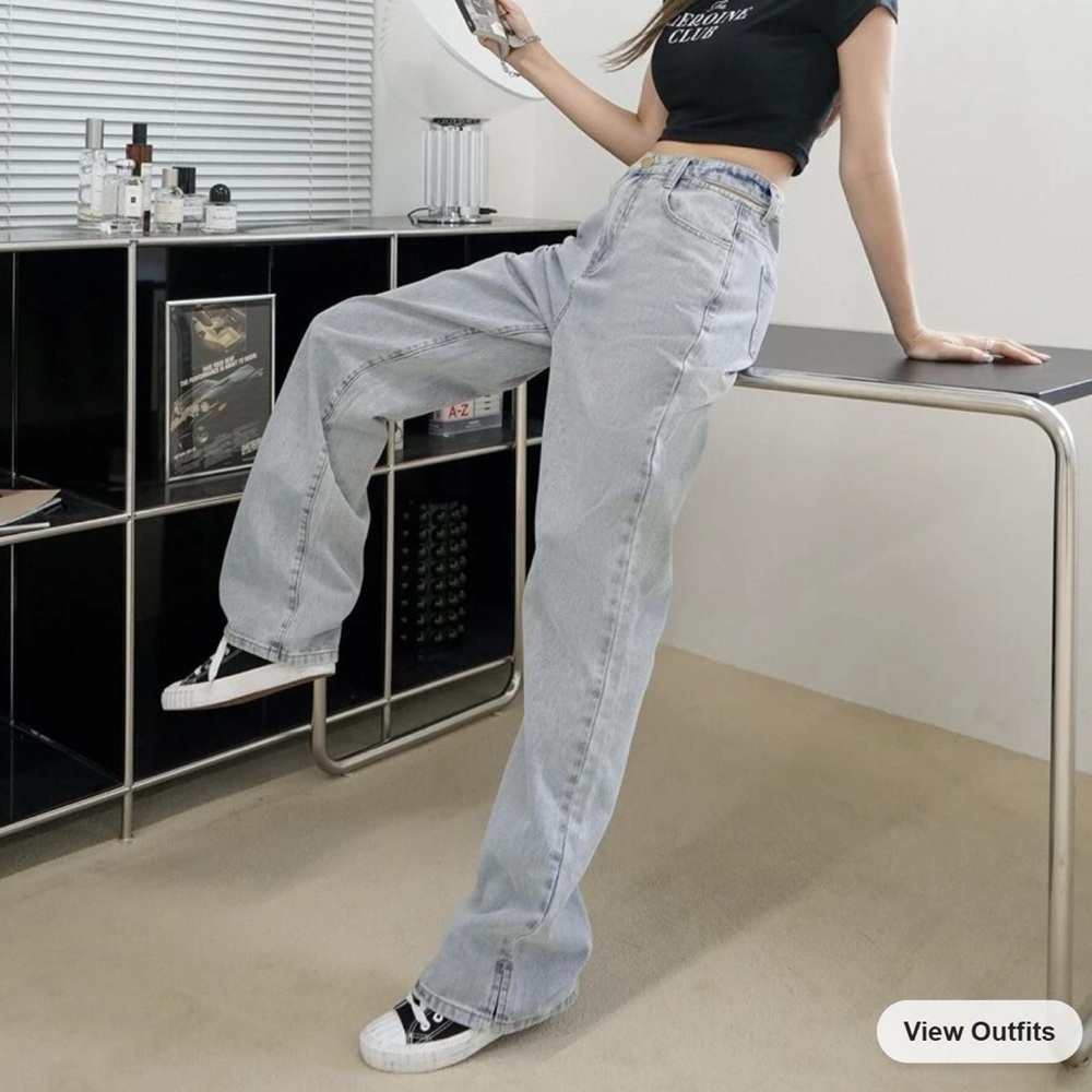 shein dazy oversized jeans light wash